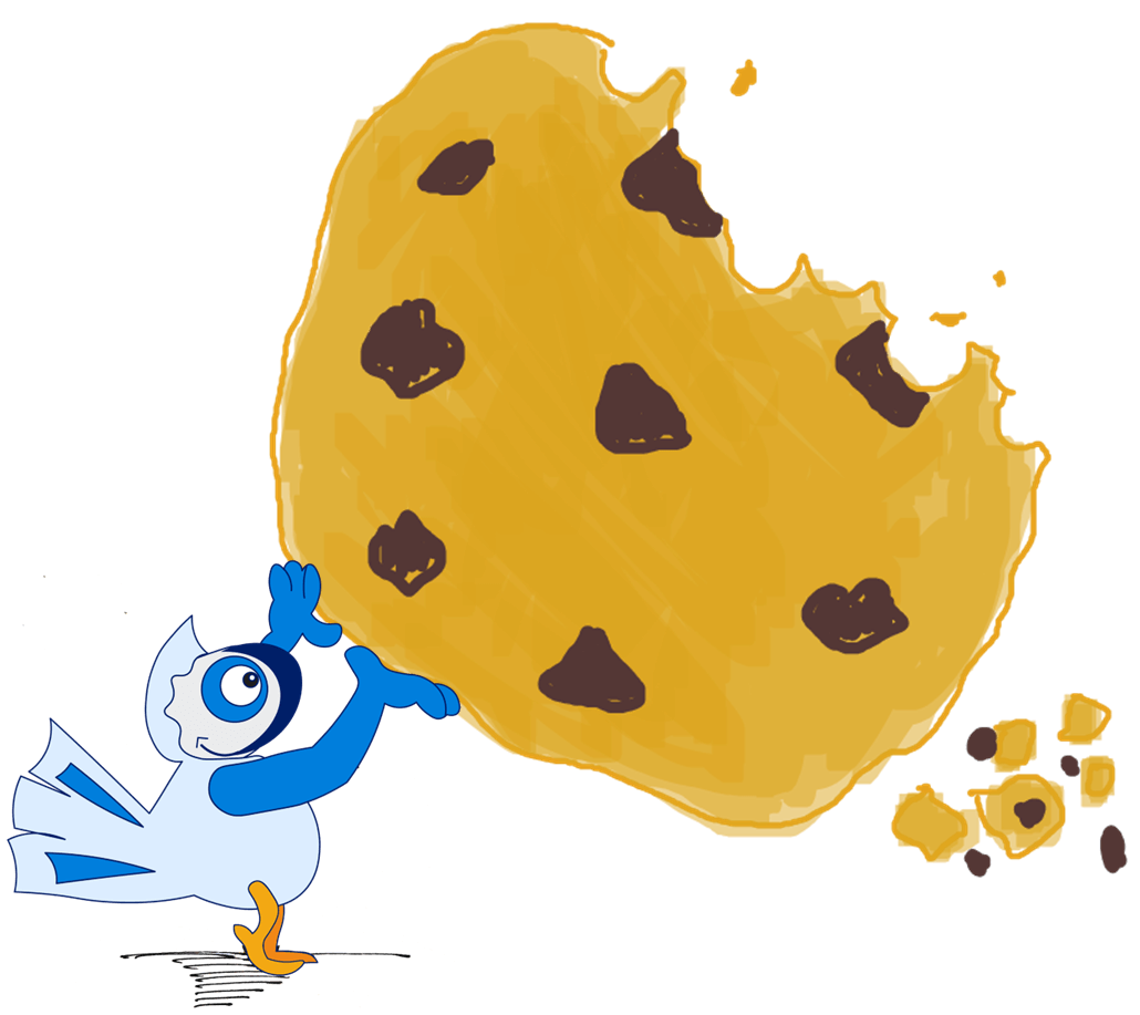 image of bird biting a cookie